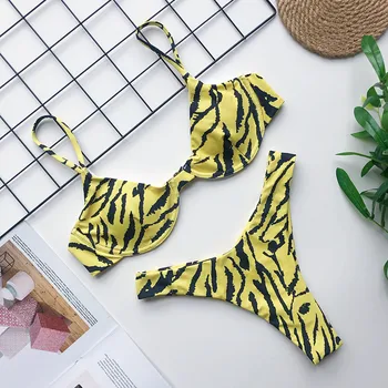 Melphieer 2020 ponios sexy geltona Zebra modelis, bikini vasaros paplūdimio liemenėlių mini maudymosi kostiumėlį, aukštos kokybės maudymosi kostiumėliai, biquini naujas