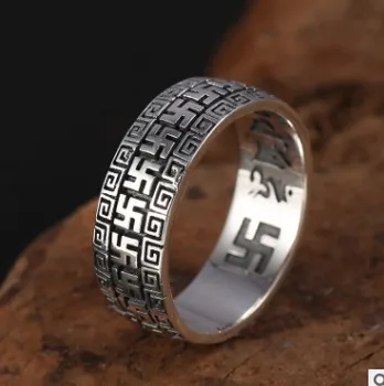 Mens papuošalai budizmas žiedai, sidabro 925 juodas žiedas 8mm