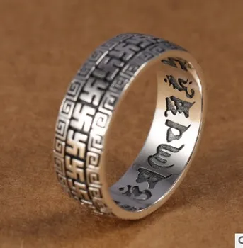 Mens papuošalai budizmas žiedai, sidabro 925 juodas žiedas 8mm