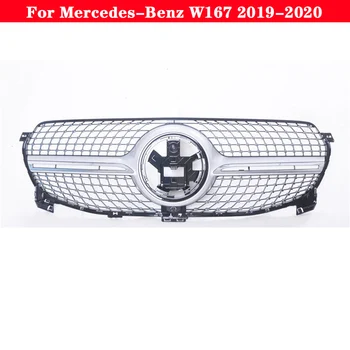 Mercedes-Benz GLE -klasės W167 2019+ Automobilio stilius Vidurį grotelių ABS plastiko Diamond GT Sidabro Juoda bamperio grotelės Grotelės