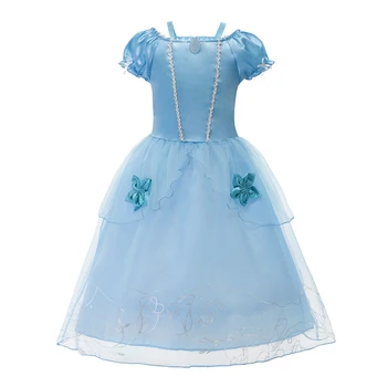 Mergaitė Princesė Kostiumai Mergaitė Mėlyna Gėlių Šalis Suknelė Vaikams Kalėdų Cosplay Rella Suknelė Išgalvotas Komplektai Mergaitėms, 2-8 Metų