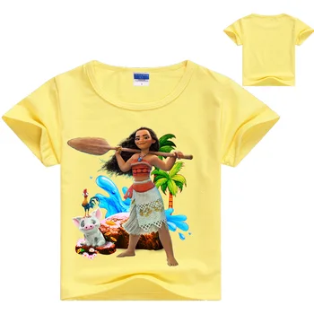 Mergaičių drabužius 2018 vaikams drabužių moana marškinėliai vasaros top merginos viršūnės baltos viršų Medvilnės trumpomis Rankovėmis marškinėliai Drabužius