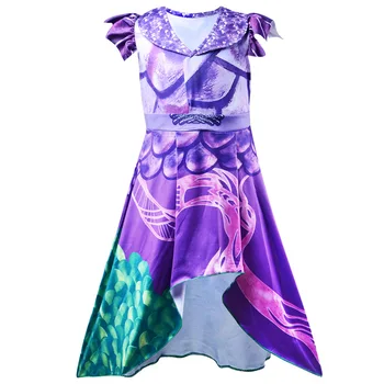 Merginos Cosplay Kostiumų Palikuonys 3 Violetinė Suknelė Cosplay Kostiumas Vaikams Mal Halloween Kostiumai Vaikams, Karnavaliniai Šalis Dress Aukštyn