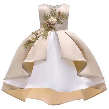 Merginos High-end Vilkite uodegos Nėrinių Grožio Kamuolys Suknelė Mados Elegantiškas Gėlių Mergaitė Princesė Priimančiosios Vestuvių Bridesmaid, Pokylių Suknelė