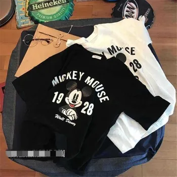 Mickey Mouse Moterų marškinėliai Disney Viršūnes Tees Vasara O-kaklo Harajuku Atsitiktiniai trumpomis Rankovėmis marškinėliai Moterims korėjos Stiliaus Drabužius