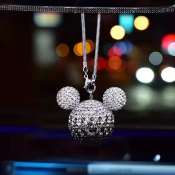 Mielas Animacinių Filmų Mickey Diamond Car Pakabukas Kabo Ornamentu Bling Krištolas Kalnų Krištolas Kamuolys Automobilio Galinio Vaizdo Veidrodis, Pakabas, Priedai