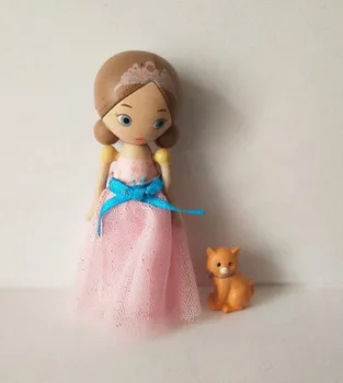 Mielas originalios pasakos, mergaitė lėlė su gyvūnų katė voverė mediniai mergina lėlės žaislas vaikams, vaikų gimtadienio dovana