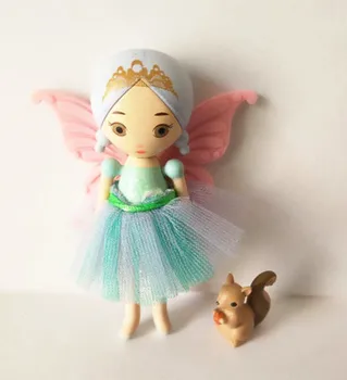 Mielas originalios pasakos, mergaitė lėlė su gyvūnų katė voverė mediniai mergina lėlės žaislas vaikams, vaikų gimtadienio dovana