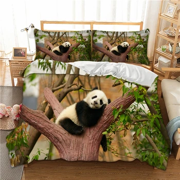 Mielas Panda Spausdinti Twin Visą Karalienė, Karalius AU Vieno Dydžio Gyvūnų Antklode / Antklodė Padengti Nustatyti Pagalvių užvalkalai Patalynė Vaikams Suaugusieji