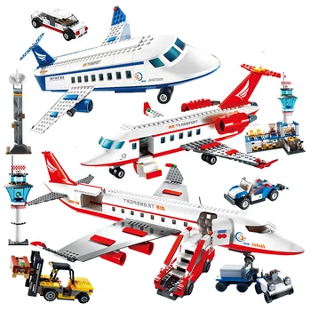Miestas Lėktuvas Lėktuvo Nustato Krovinių Keleivio Oro Uosto Stoties Autobusu Automobilių Skaičius ModelCompatible Draugais Blokai Žaislai