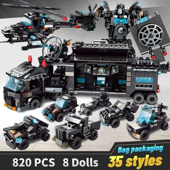 Miesto Policijos Nuovada Automobilių Būstinės Pastato Blokus Žaislai įrangos pardavimas, biuro įrangos Sunkvežimių SWAT WW2 Karinės Plytų Žaislai Vaikams, Vaikai