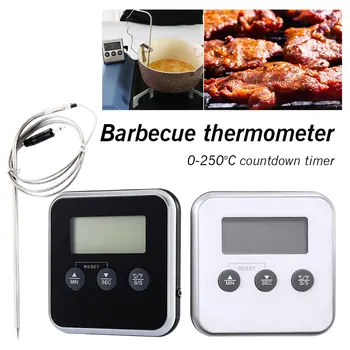 Mikrobangų termometras su žadintuvo funkcija, Skaitmeninis Orkaitės Termometras su zondu, Vandens Pieno Temperatūrą ir Kepimo Įrankiai