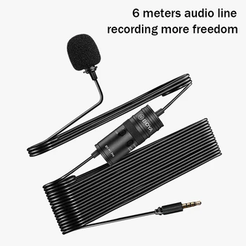 Mikrofonas BOYA BY-M1 Pro 6m Clip-on Lavalier Mini Audio 3.5 mm Apykaklės Kondensatoriaus Atvartas Mic Smartfon DSLR Vaizdo Garso