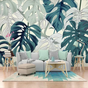 Milofi užsakymą 3D tapetai, freskos Europos ranka-dažytos tropinių augalų gyvenimo kambario, miegamasis fone, sienų apdaila dažymas w