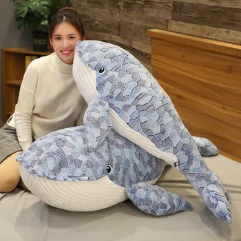 Milžinišką dydį Banginis Pliušinis Žaislas Blue Jūros Gyvūnų Įdaryti Žaislas Huggable Ryklys Minkštas Gyvūnų Pagalvę Vaikams Dovanų