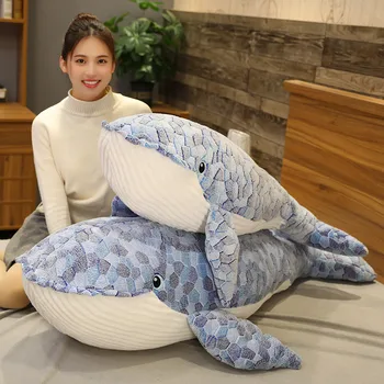 Milžinišką dydį Banginis Pliušinis Žaislas Blue Jūros Gyvūnų Įdaryti Žaislas Huggable Ryklys Minkštas Gyvūnų Pagalvę Vaikams Dovanų