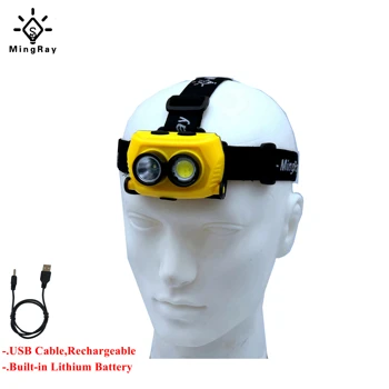 MingRay USB Įkrovimo Žibintai žvejybos ličio baterija 3W CREE LED Žibintų kempingas Žibintuvėlis ant galvos plastiko
