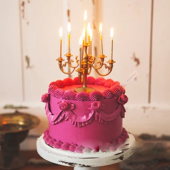 Mini plastiko žvakė žvakidė šalis gimtadienio tortas įrankis pyragas apdaila