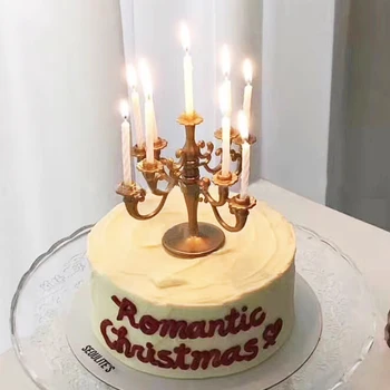 Mini plastiko žvakė žvakidė šalis gimtadienio tortas įrankis pyragas apdaila