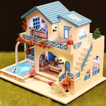 Miniatiūriniai Super Mini Dydis Lėlės Namas Pastato Modelis Rinkiniai, Mediniai Baldai, Žaislai, 