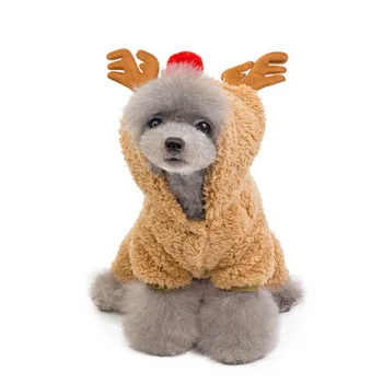 Minkštas Vilnos Pižamas Žiemą Šiltas Jumpsuit Mažų Šunų, Elnių Dizaino Cosplay Šunų Kostiumų Šauniuoju Kalėdos Pet Drabužiai