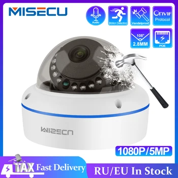 MISECU Super HD 5MP 2MP, H. 265 Priežiūros POE IP Kameros 1080P Garso Mikrofonas Dome Patalpų Apsaugos Kamera, Email, Push ONVIF P2P