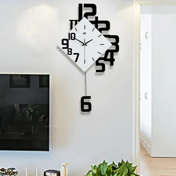 Modernaus Dizaino Sieninis Laikrodis Unikalus Kūrybinis Meno Silent Šiaurės Sieninis Laikrodis Švytuoklinis Mediniai Orologi Da Parete Namų Dekoro DE50ZB
