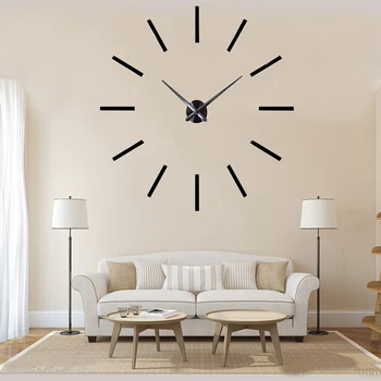 Modernios Minimalistinės Mados 12 Ilgas, Siena Lipdukas Laikrodis 3D Didelis Akrilo Veidrodis Namų Puošybai Sieninis Laikrodis