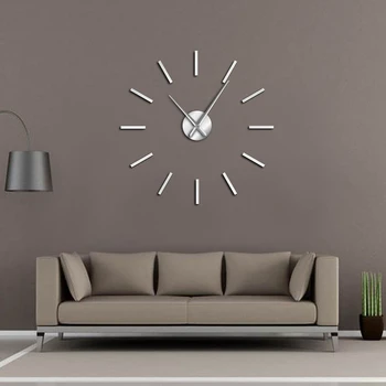 Modernios Minimalistinės Mados 12 Ilgas, Siena Lipdukas Laikrodis 3D Didelis Akrilo Veidrodis Namų Puošybai Sieninis Laikrodis