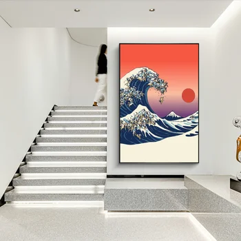 Modernios Sienos Meno Didžiosios Bangos off Kanagawa Drobės Plakatus ant Sienos Klasikinio Garsaus Marina Sienos Cuadros Nuotrauką Namų Dekoro