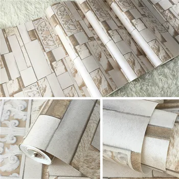 Modernios Tekstūros Vinilo Tapetų Sienos, 3 D Pilkai Smėlio spalvos Plytų Sienos, Dokumentai Namų Dekoro Kambarį