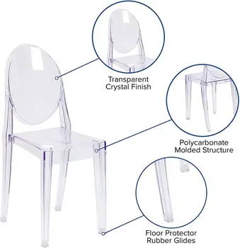 Modernus Rinkinys 4 Vaiduoklis Pusėje Kėdė Skaidraus Krištolo Valgomojo Kėdės Plastiko, Akrilo Prabangi Kėdė Virtuvėje Vestuves Sodas