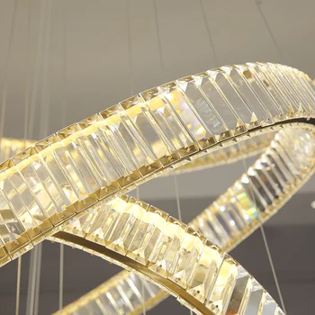 Modernūs, Prabangūs Krištolo Žiedas LED Pakabukas Šviesos Golden Circle Villa Pakabos Kabo Lempa Kambarį Miegamasis Restoranas