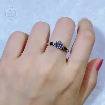 Moissanite Žiedas keičiamo dydžio žiedų reguliuojamas 1CT spalvos D-F VVS 925 Sterlingas Sidabro Moterų Mergina Vestuvės Vestuvinis Žiedas
