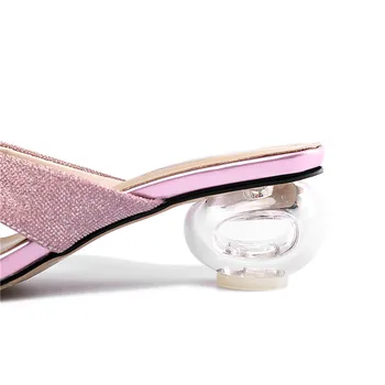 MORAZORA 2020 didelis dydis 34-43 mados šaliai batai skaidrus stori kulnai aikštėje kojų moterų šlepetės bateliai skiedra rožinė