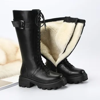 MORAZORA 2021 Kelio ilgi batai visiškai natūralios odos batai žiemą pobūdžio vilnos išlaikyti šiltas, ponios batai moterims, batai didelis dydis 35-43
