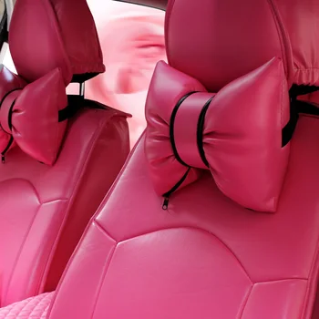 Moterims Automobilio Interjero Aksesuarų Rožinė Roseo Raudona Vairo Rato Gaubtas Kaklo Poilsio Pagalvę, Saugos Diržų Dangčio Jungiklis Rankinio Stabdžio Rinkiniai