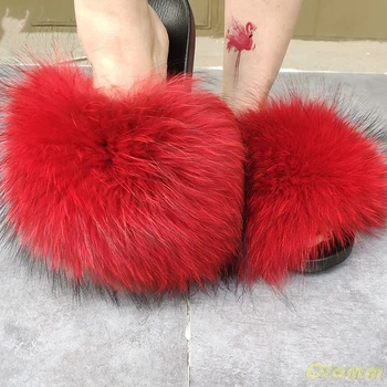 Moteris, Rudenį, Pavasarį Furry Skaidres Purus Sandalai Meškėnas Batai Fuzzy Šlepetės Kailio Fifo Fox Fur Skaidrių Vaivorykštė Dizaineris Sandalas