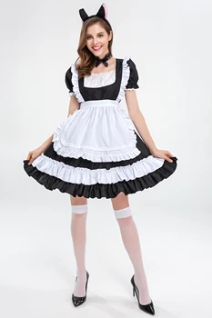 Moteris Seksuali Tarnaitė Vienodas Nėrinių Tutu Suknelė Medvilnės Prijuostė Pagundai Komplektus Lolita Suknelės Kawaii Japonų Anime Cosplay Kostiumas