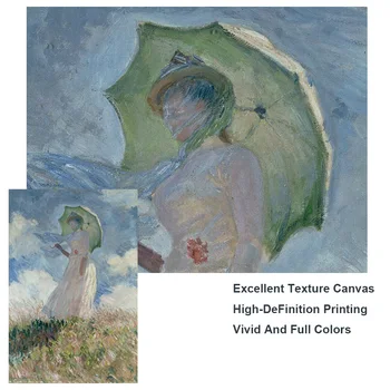 Moteris su Skėtis pateikė Claude Monet Garsaus Meno Paveikslų Reprodukcijos Impresionistų Moteris Art Plakatai Sienos Garsaus Meno Nuotraukas