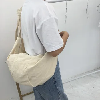 Moterų Atsitiktinis Hobo Bag 2020 Laisvalaikio Drobės Crossbody Krepšys Moterims Japenese Stiliaus Dizaineris Ekologiškas Audinys Minkštas Pečių Maišą