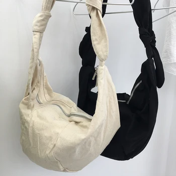 Moterų Atsitiktinis Hobo Bag 2020 Laisvalaikio Drobės Crossbody Krepšys Moterims Japenese Stiliaus Dizaineris Ekologiškas Audinys Minkštas Pečių Maišą