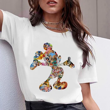Moterų Atsitiktinis Mados T-shirt Minnie Mouse Balionas Spausdinti Laisvi O-kaklo trumpomis Rankovėmis Elastinga Ištemptas Marškinėlius Disney Viršūnes Dropship