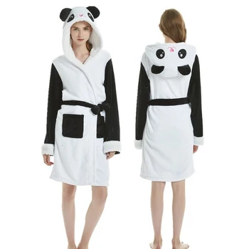Moterų Chalatas Panda Vienaragis Suaugusiųjų Flanelė Vonia, Chalatas, Vyrai Pižamą Skraiste Kigurumi Pižama pajama komplektai nightgowns sleepshirts