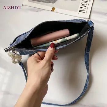Moterų Drobės Rankinės Spausdinti Pearl Derliaus Zip Peties Pažasties Entire Krepšys