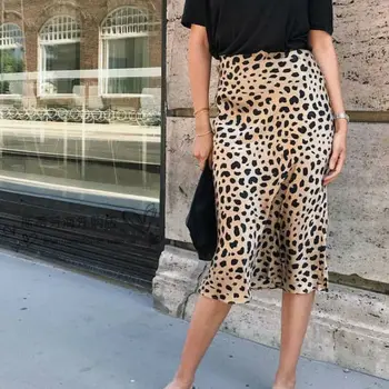 Moterų Ilgas Sijonas Leopardas Spausdinti Aukštos Juosmens Seksualus Mados Vasaros Sijonas