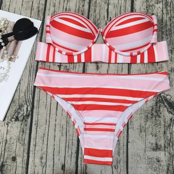 Moterų naujų Bather Seksualus bikini komplektas push up maudymosi kostiumėlį moterų maudymosi kostiumėliai moterims bikini maudymosi kostiumą plaukti dėvėti biquini spausdinti trikini