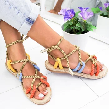 Moterų Sandalai 2019 Mados Gladiatorių Sandalai Vasarą, Batai Moterims, Nėrinių Iki Paplūdimio Butas Sandalai Chaussures Femme Gamykloje Tiesiogiai