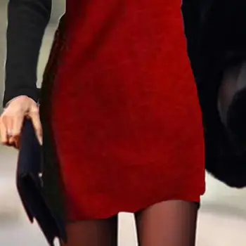 Moterų Suknelė, O ant Kaklo Poliesteris ilgomis Rankovėmis Pagrindinio Palaidinė Tunika Spalvos Bloką Juosmens Prigludusi Mini Suknelė Juodos spalvos XL женское платье 2021