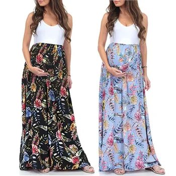 Motinystės Suknelė 2021 Moterų Berankovis Motinystės Nėštumo Drabužiai Pregant Moterų Ruched Dress Ilga Maxi Sujungimas Suknelė